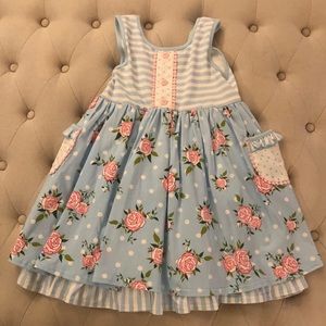 Blue, pink and white floral dress